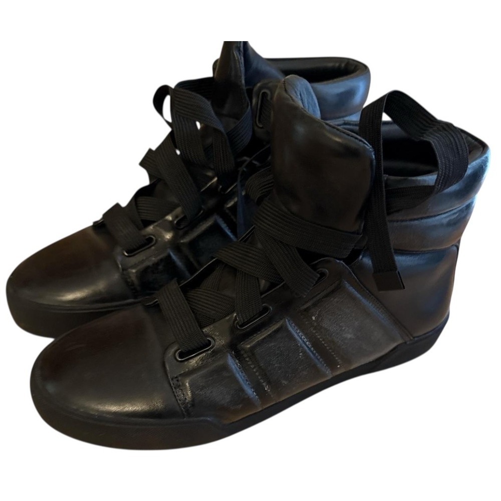 3.1 Phillip Lim Black Leather High Top Fashion Sneakers Designer Shoes - Picture 3 of 8